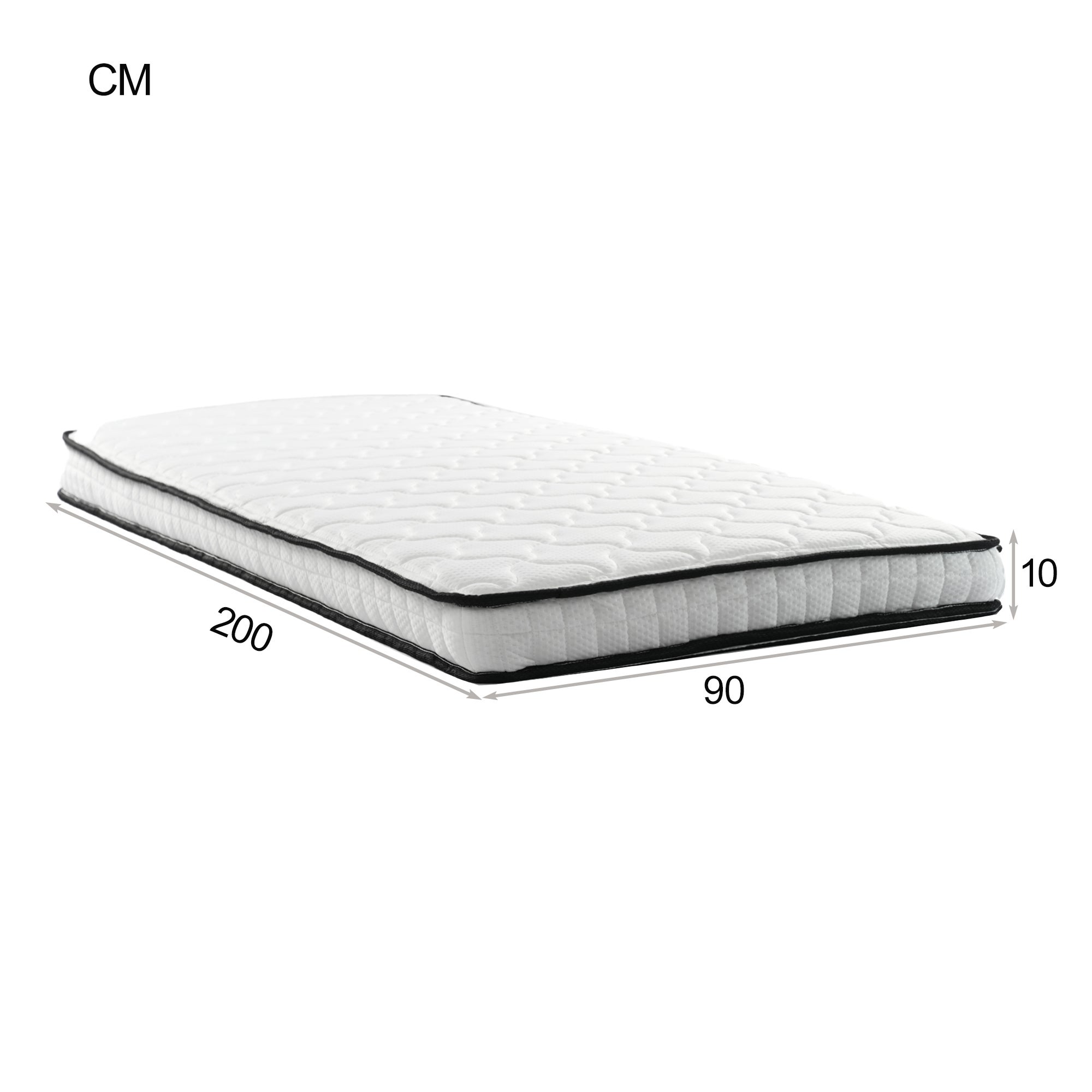 Materac kieszeniowy 90 x 200 cm - Moduły ergonomiczne i podparcie lędźwiowe, grubość 10 cm - Twardość H3 (średnio twardy) - Biały - 8