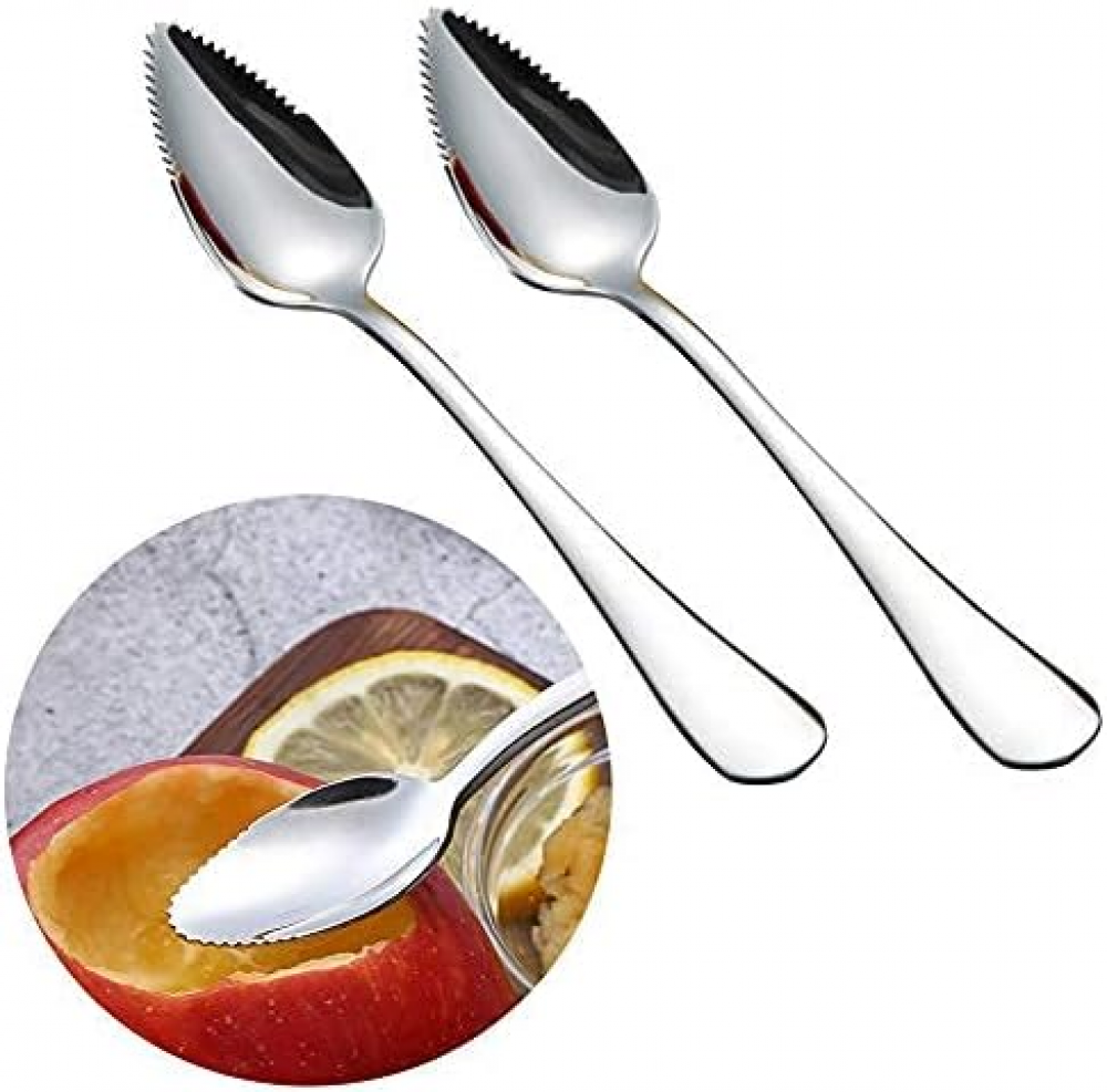 Utensili Frutta Seghettati 6 Cucchiai Pompelmo Acciaio Inox - Per Kiwi, Arance, Gelato Cucchiai Dessert Gelato - 10