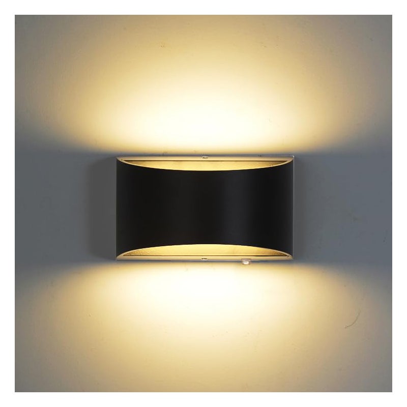 Nowoczesne kinkiety LED, kinkiet ścienny biały ciepły 3000K, kinkiet górny i dolny 14W, kinkiet wewnętrzny, czarny, 1 sztuka