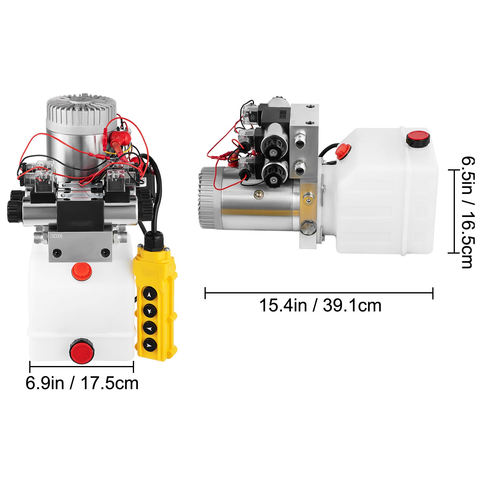 Pompe hydraulique,SucceBuy unité d'alimentation à double effet,12V CC,bloc d'alimentation hydraulique à double solénoïde,réservoir de 4,5L - 2