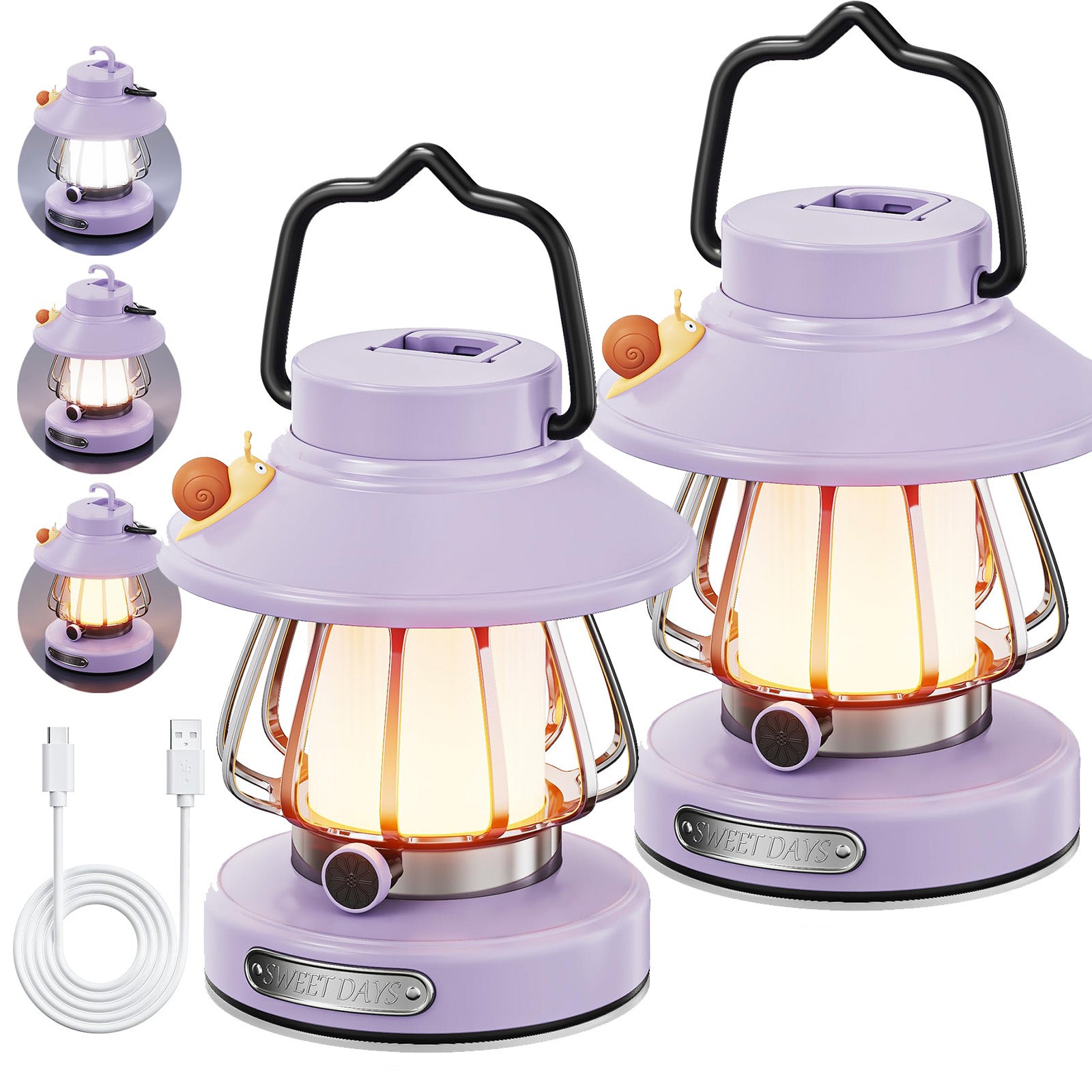 Lampe de camping solaire - OMABETA - Étanche - Chargeur USB - 2400 mAh - Lumière d'urgence LED