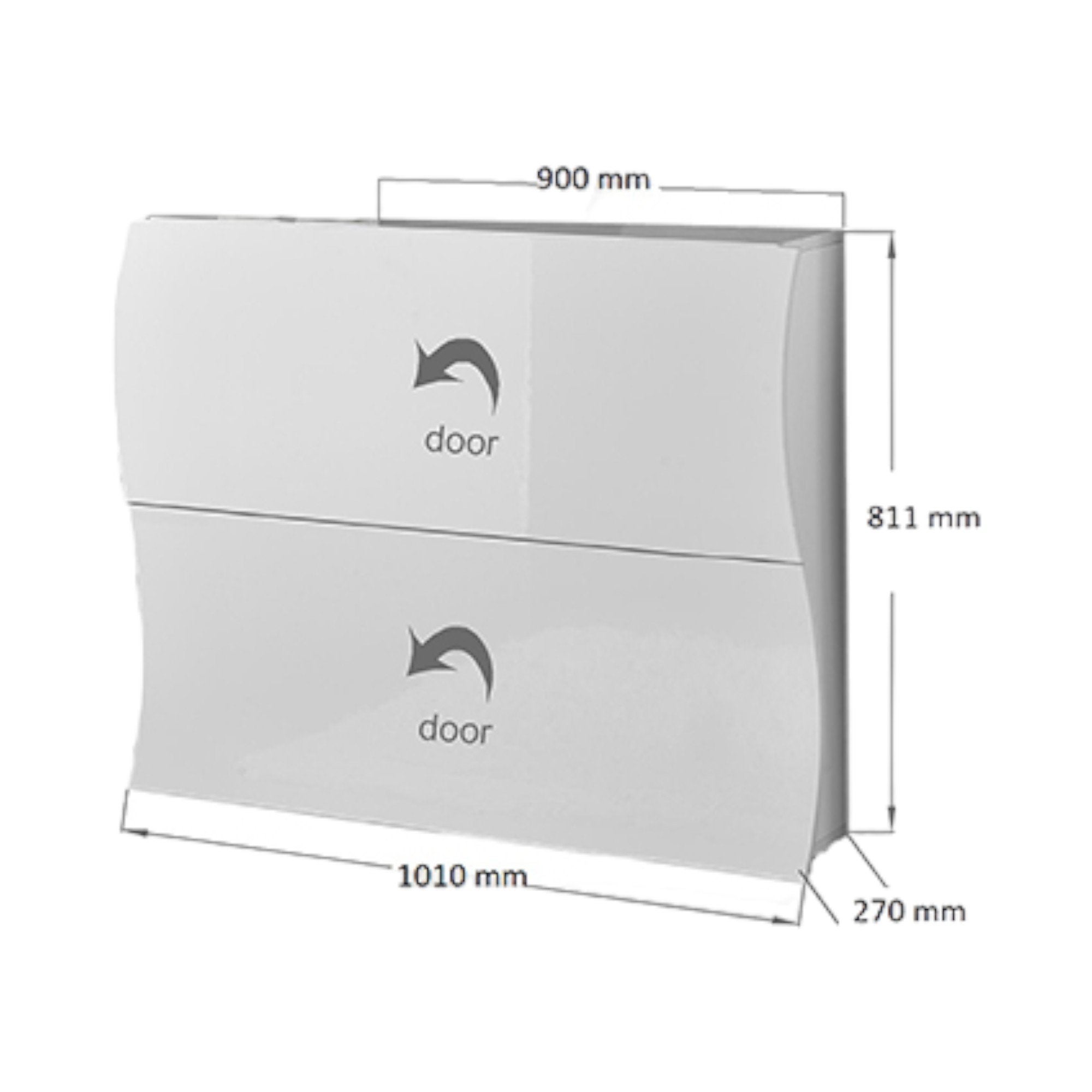 Étagère à chaussures moderne, Made in Italy, avec 2 portes battantes, Étagère à chaussures d'entrée, 101x27h82 cm, couleur blanc brillant - 3
