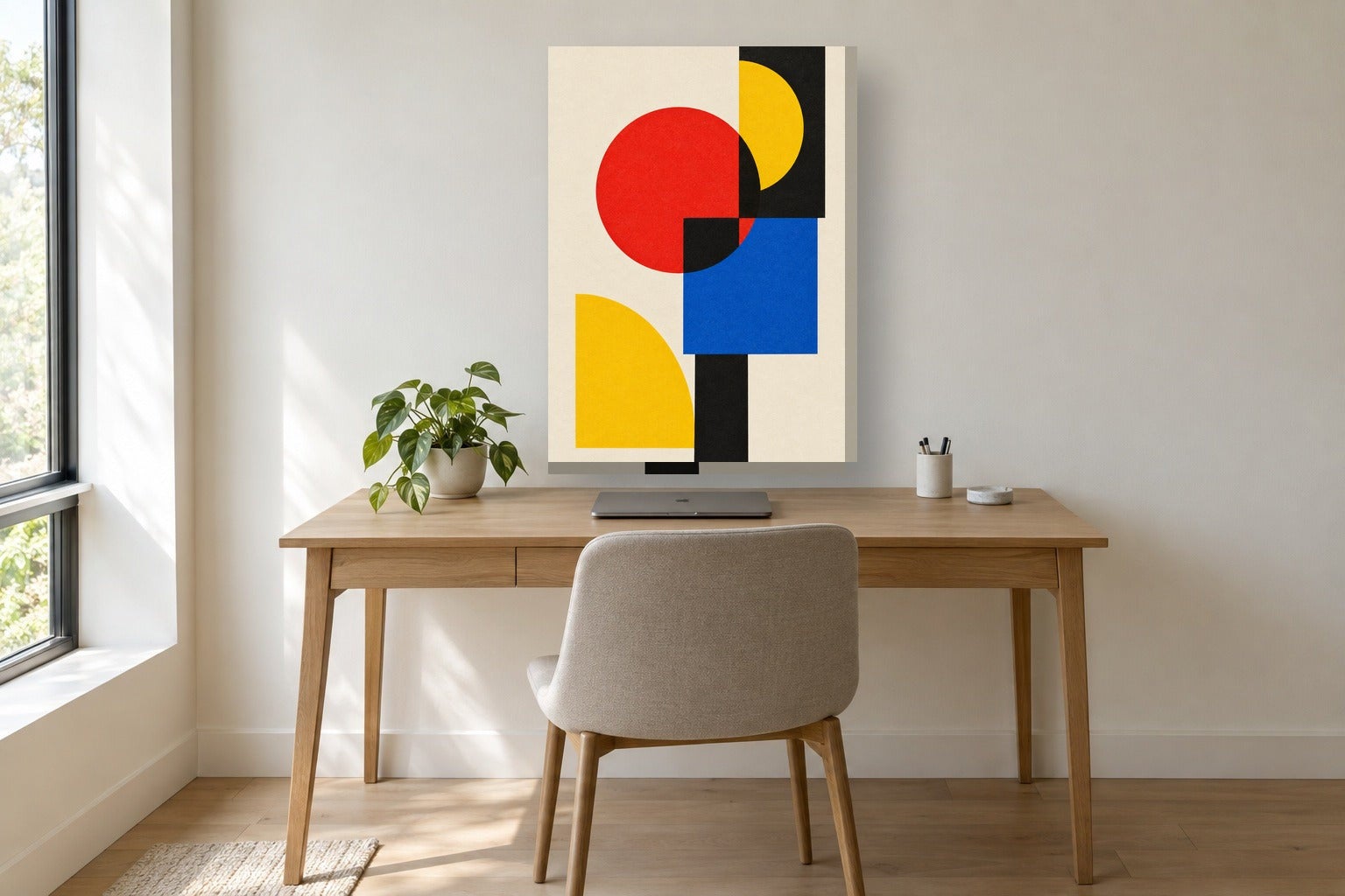 Tableau géométrique «Cercle et carré, géométrique» sur toile, châssis ...