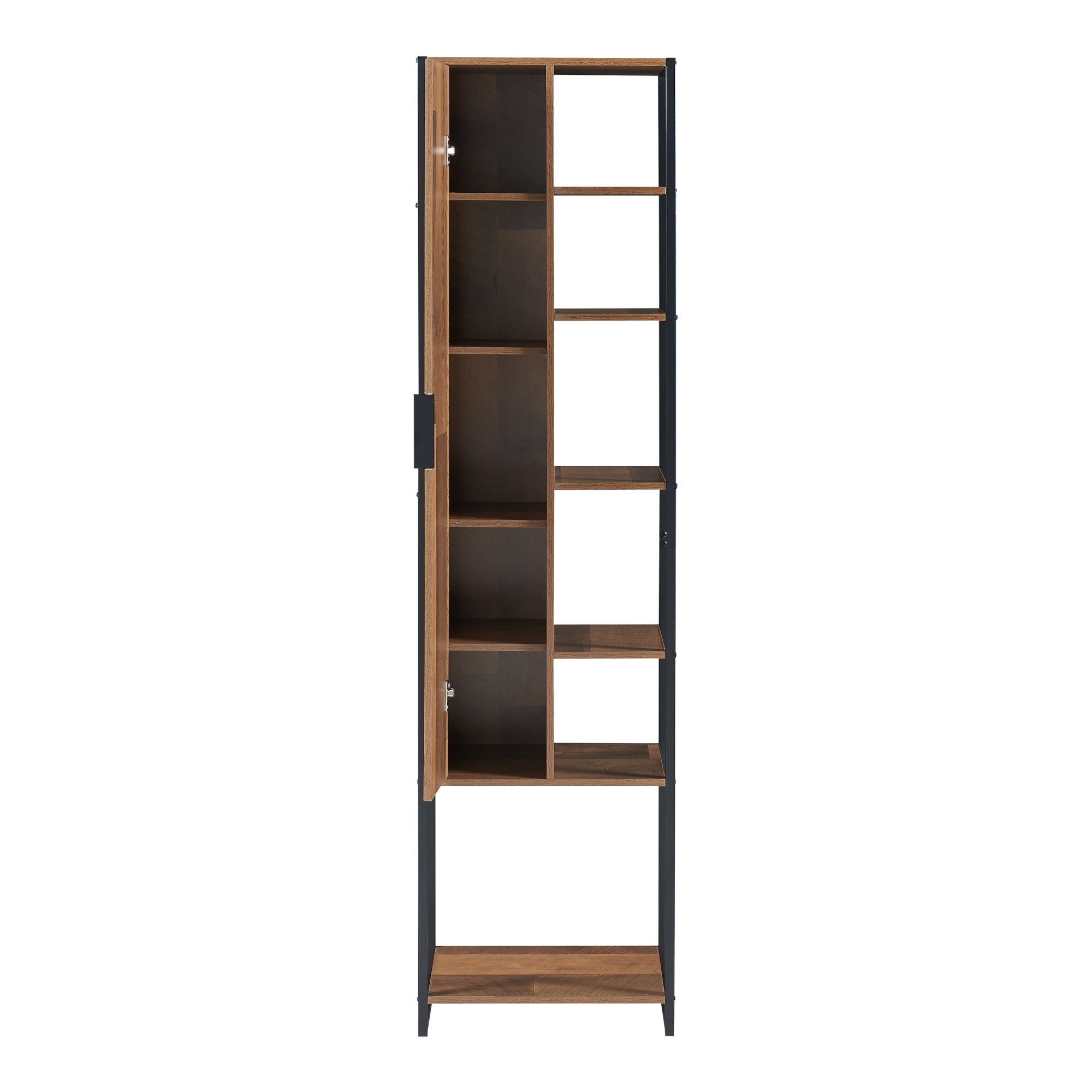 Armario alto Namsskogan con puerta 165x42,5x30cm - Efecto nogal [en.casa] - 5