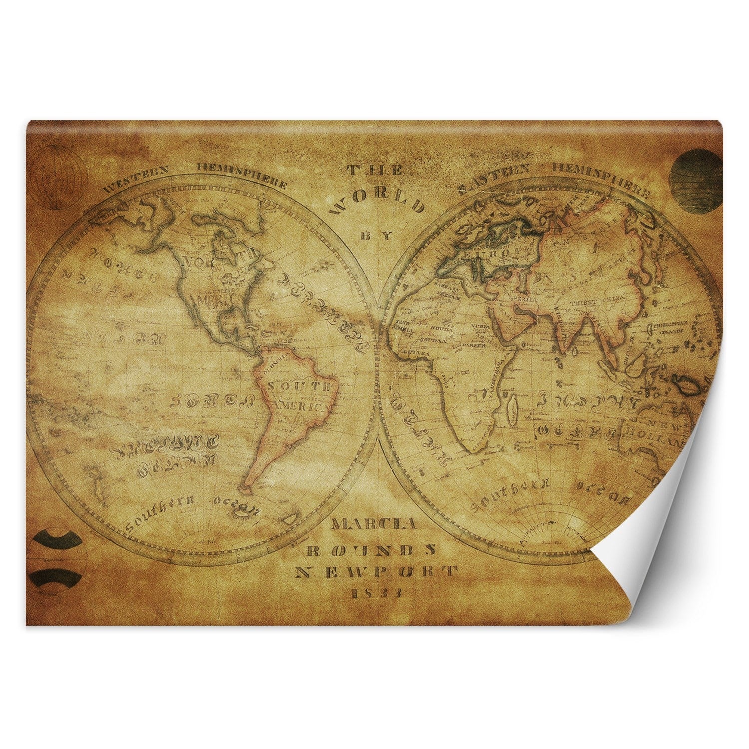 Fototapeta, Stara retro mapa świata 450x315