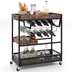 LAATOOREE Carrello Da Bar 3 Livelli - Carrello Mobile Per Bevande Con