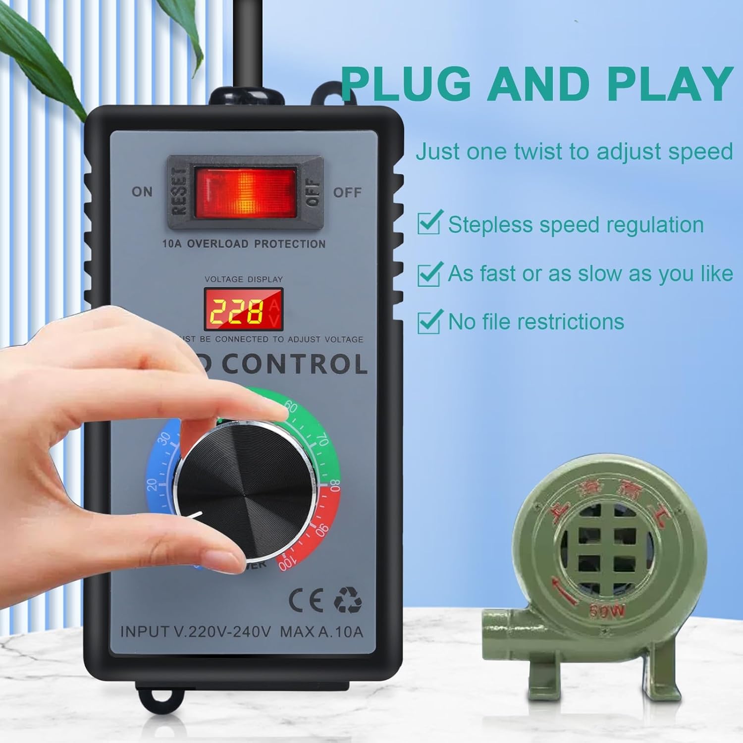Variateur Vitesse Moteur 220V SCR 4000W 10A – Régulateur Puissant et Stable pour Ventilateurs et Moteurs AC - 5