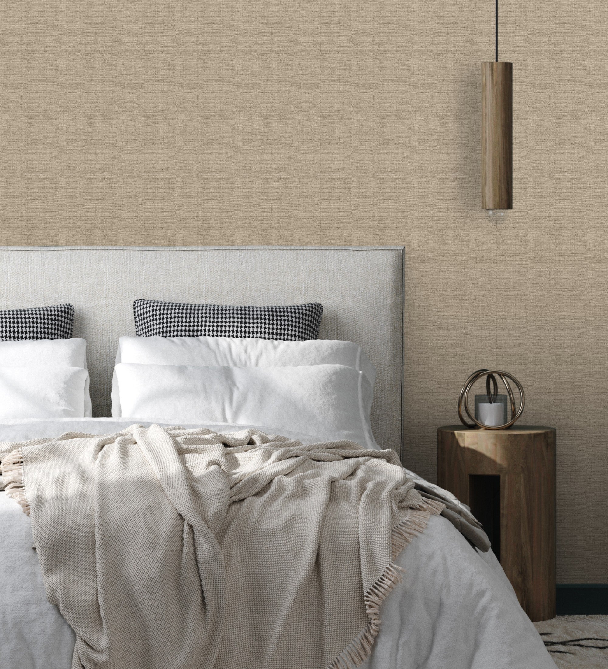 Papel pintado vinílico lavable imitando al tejido de lino natural texturizado - denise textile 682826 de gaulan - rollo de 10 m x 0,53 m