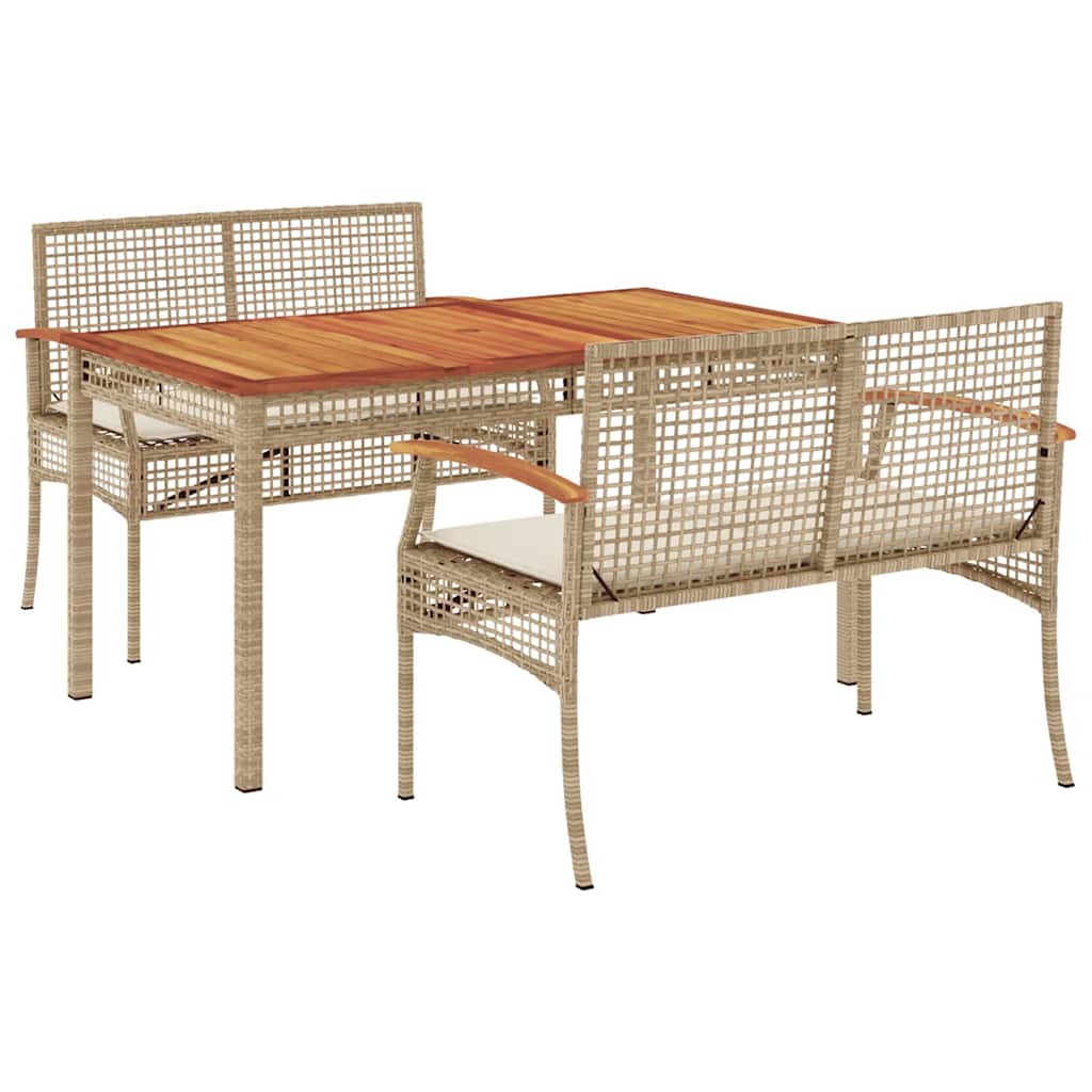 Zestaw Mebli Ogrodowych z Poduszkami Stół Krzesła Meble Ogrodowe Beżowe Na Taras Balkon Ogród Do Restauracji Polirattan