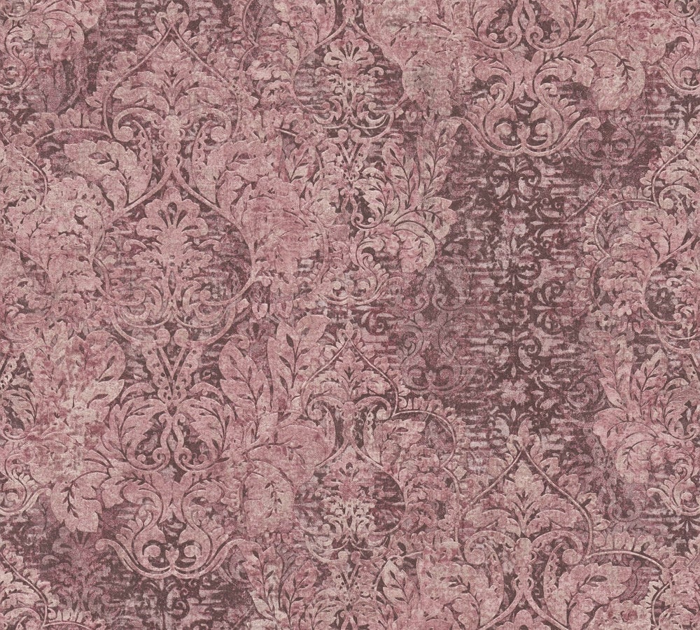 Papel pintado rosa y granate estilo barroco papel pintado con estampado elegante papel pintado vinílico con relieve tejido no tejido