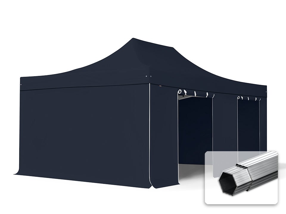 4x6 m Namiot Ekspresowy PROFESSIONAL Alu 50mm, ze ścianami bocznymi, bez okien, czarny