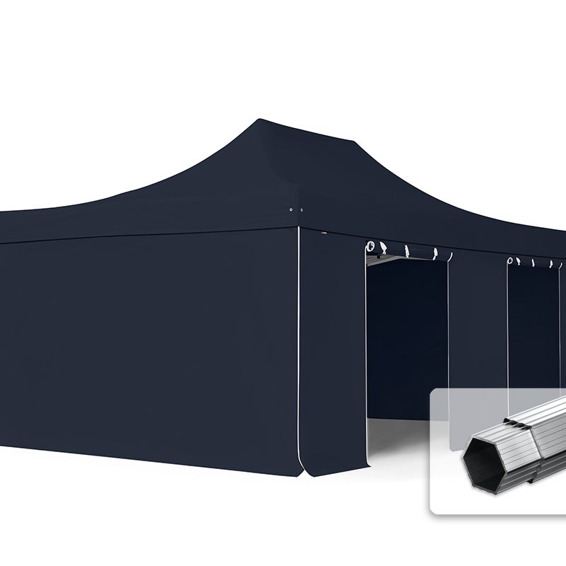 4x6 m Namiot Ekspresowy PROFESSIONAL Alu 50mm, ze ścianami bocznymi, bez okien, czarny