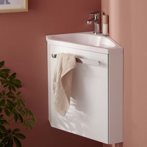 Meuble lave-mains SKINO blanc + robinet chromé