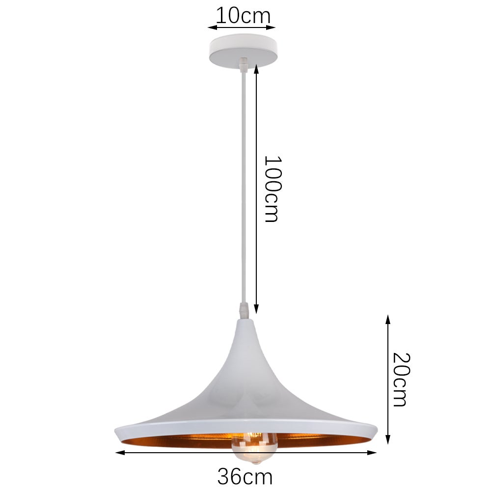 Lustre Suspension Industrielle Vintage forme Instrument de Musique Plate E27 Or Blanc - 5