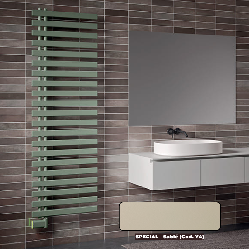 Sèche-serviettes électrique connecté 500W sable, collecteurs à droite ...