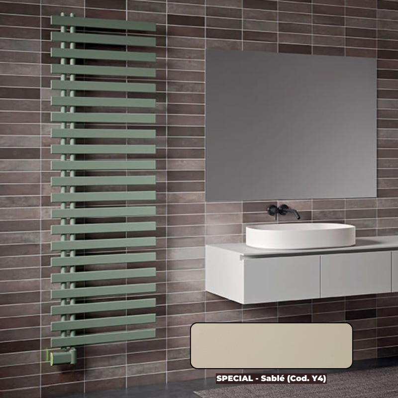 Sèche-serviettes électrique connecté 500W sable, collecteurs à droite ...