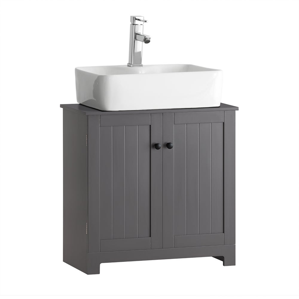 SoBuy Szafka pod umywalkę Łazienkowa ciemnoszary drzwi BZR18-DG