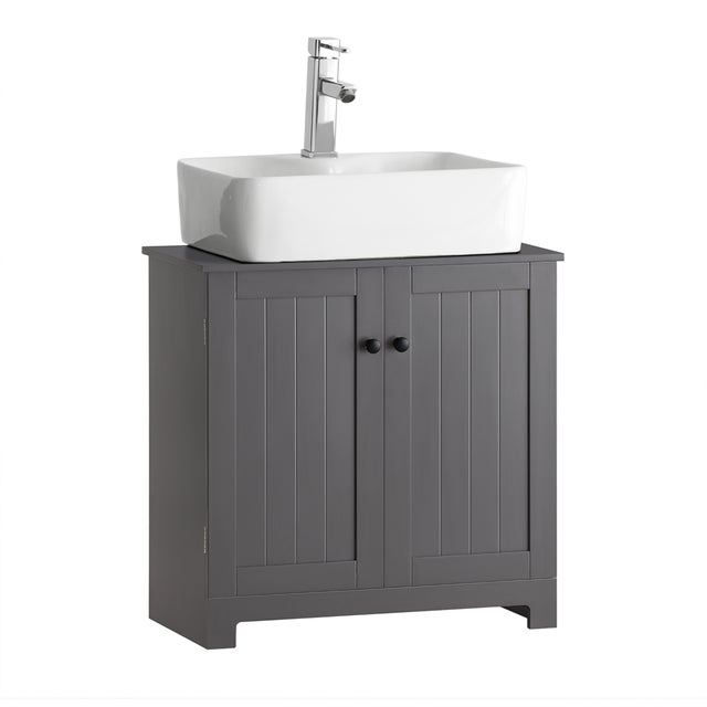 SoBuy Mobile sottolavabo per Bagno con 2 Ante mobili bagno L60*P30*A60 cm Grigio BZR18-DG