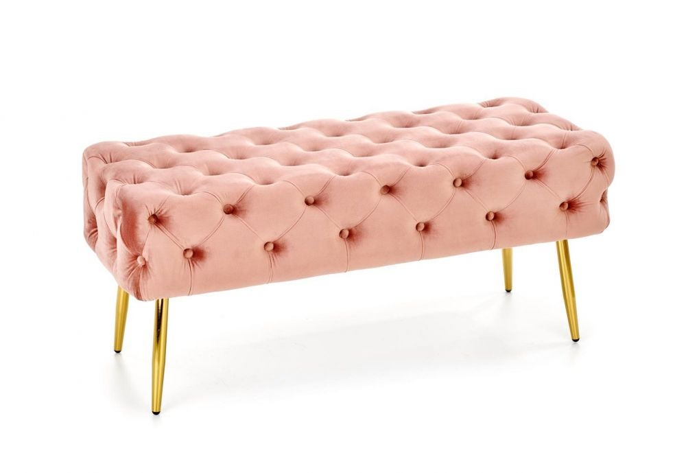 Ławka ATHENA VELVET różowa/złota
