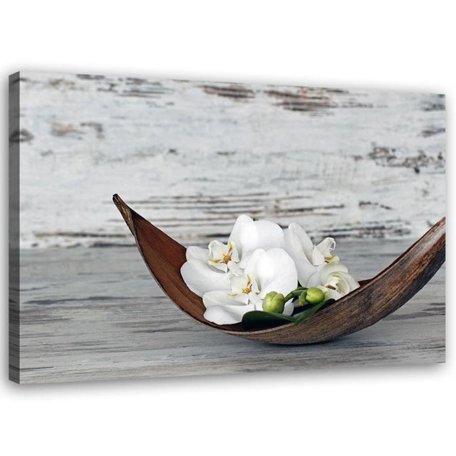 Tableau fleur sur le bois - 90 x 60 cm