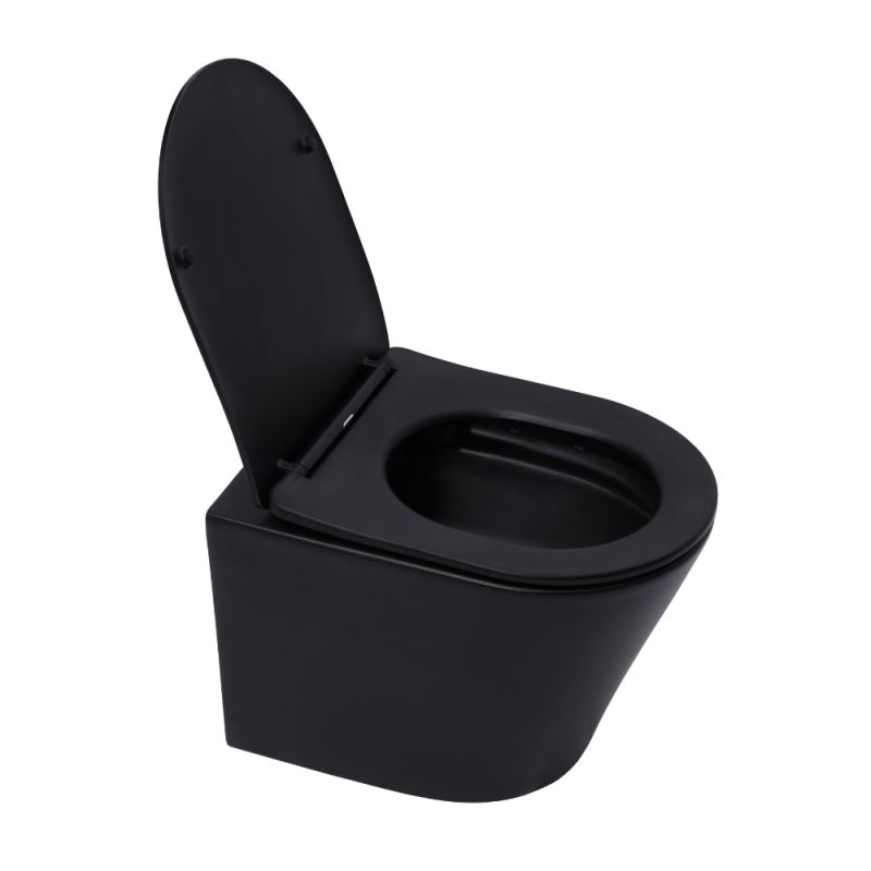 WC suspendu Infinitio noir mat sans bride et fixations invisibles + abattant frein de chute (BlackInfinitio) - 2