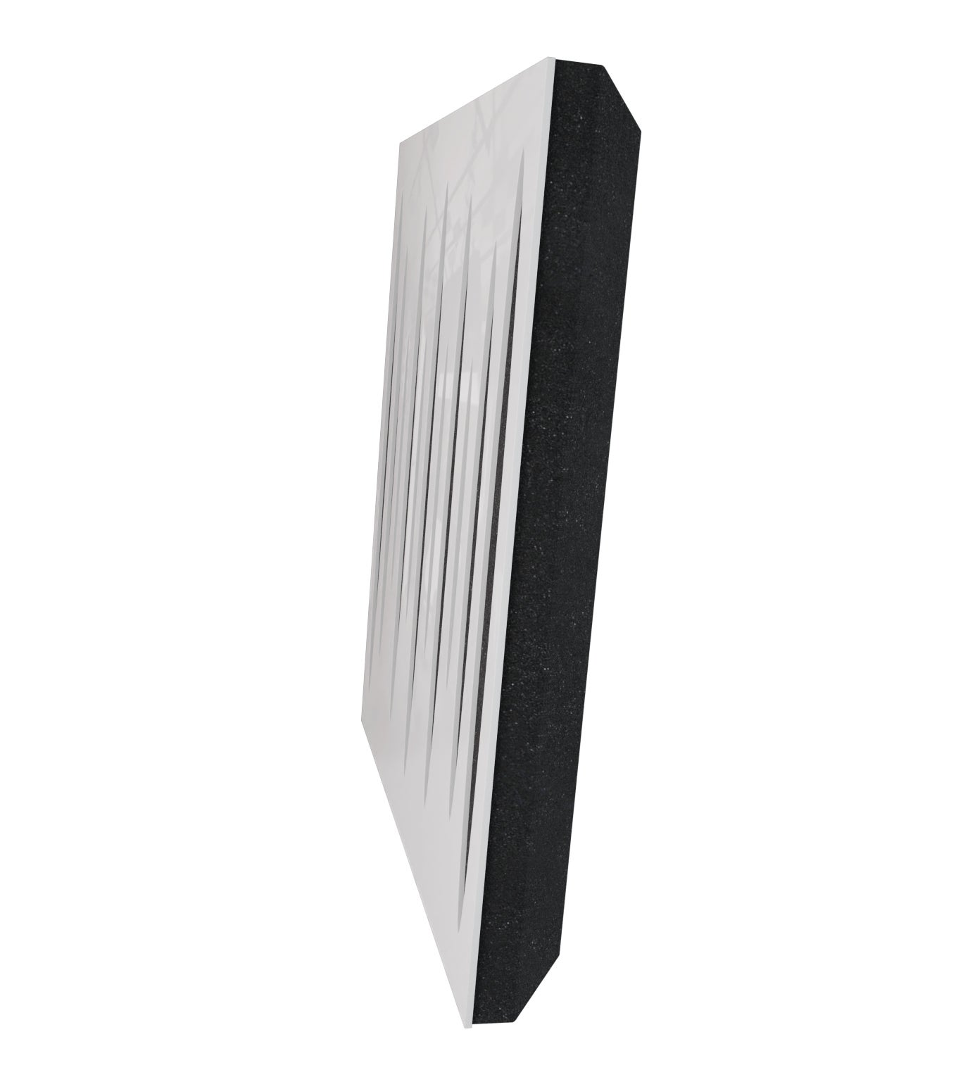 Lot de 4 Panneaux acoustiques insonorisants PULSAR 50x50x5 cm - 1 m² surf.totale - Plastique perforé et mousse acoustique - Blanc brilliant - 3