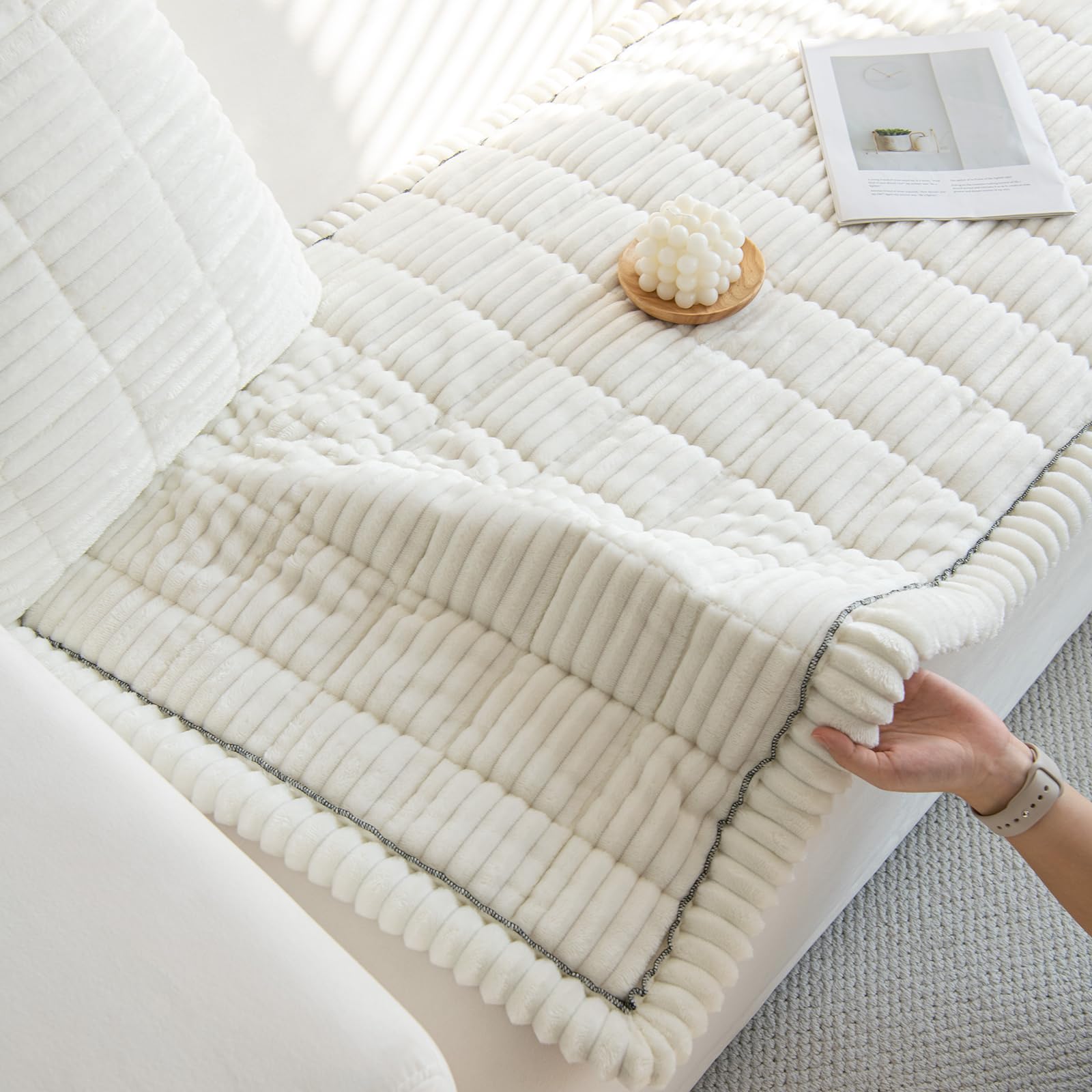 Protège-canapé antidérapant et adapté aux animaux de compagnie, avec un design à volants, adapté au canapé modulaire 70*150cm - 6