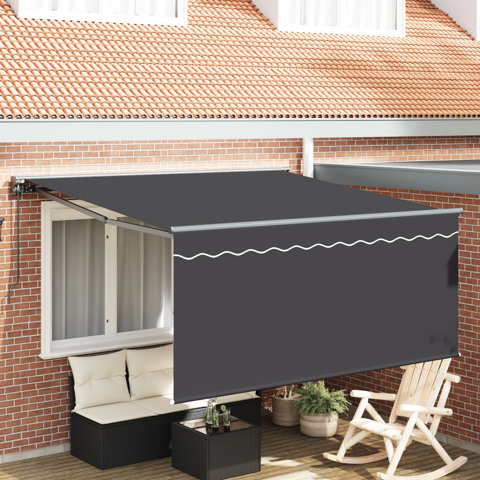Markiza zwijana Antracyt 350 x 250 cm Poliester i aluminium vidaXL