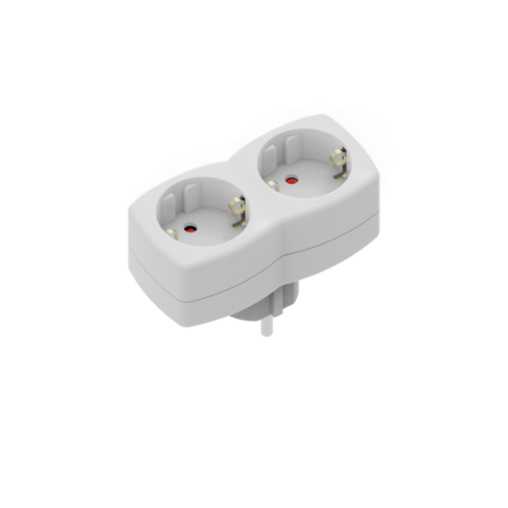 Silver Electronics - Adattatore Schuko 16A a 2 spine anteriore TT verticale in plastica bianco