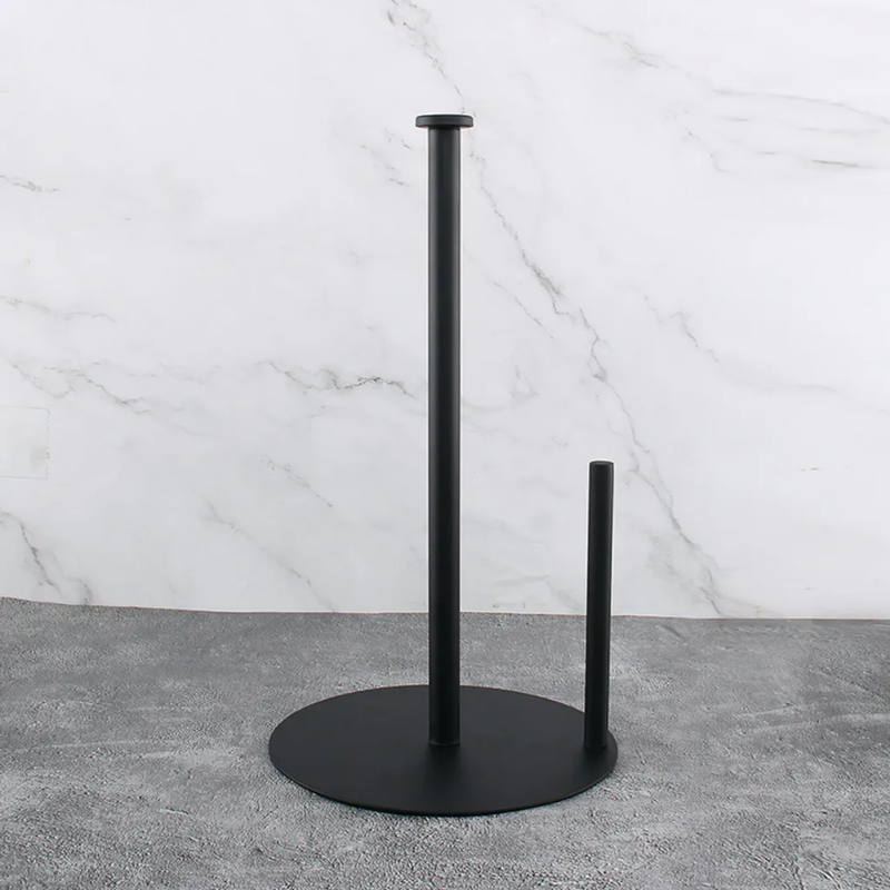 Portarrollos de cocina independiente de acero inoxidable negro para rollos estándar y grandes para cocina y mesa de comedor (negro) - 3
