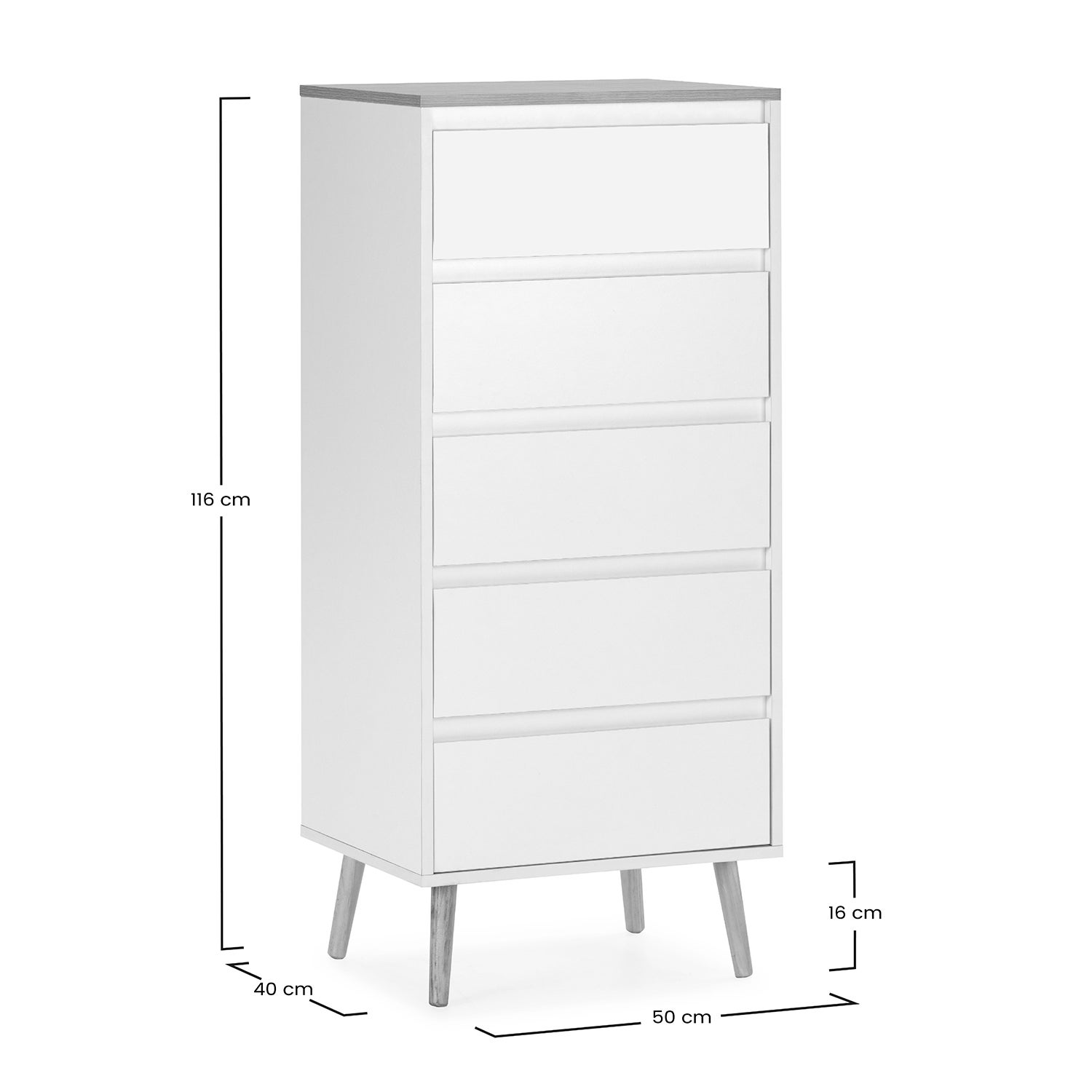 Cómoda alta Desi 5 cajones color Blanco - 7