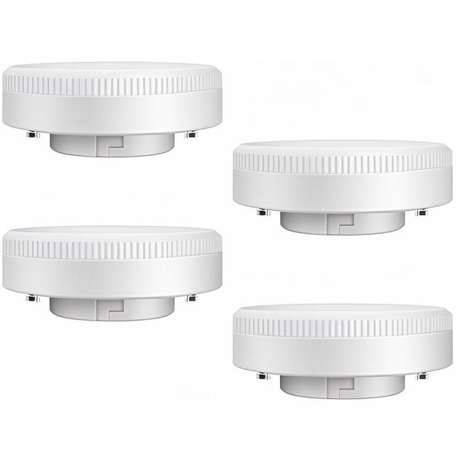 Żarówka LED GX53, 7 W, może zastąpić żarówkę halogenową 50 W, 120 V, 700 lumenów, ciepłe białe światło 4000 K, opakowanie 4 sztuk.