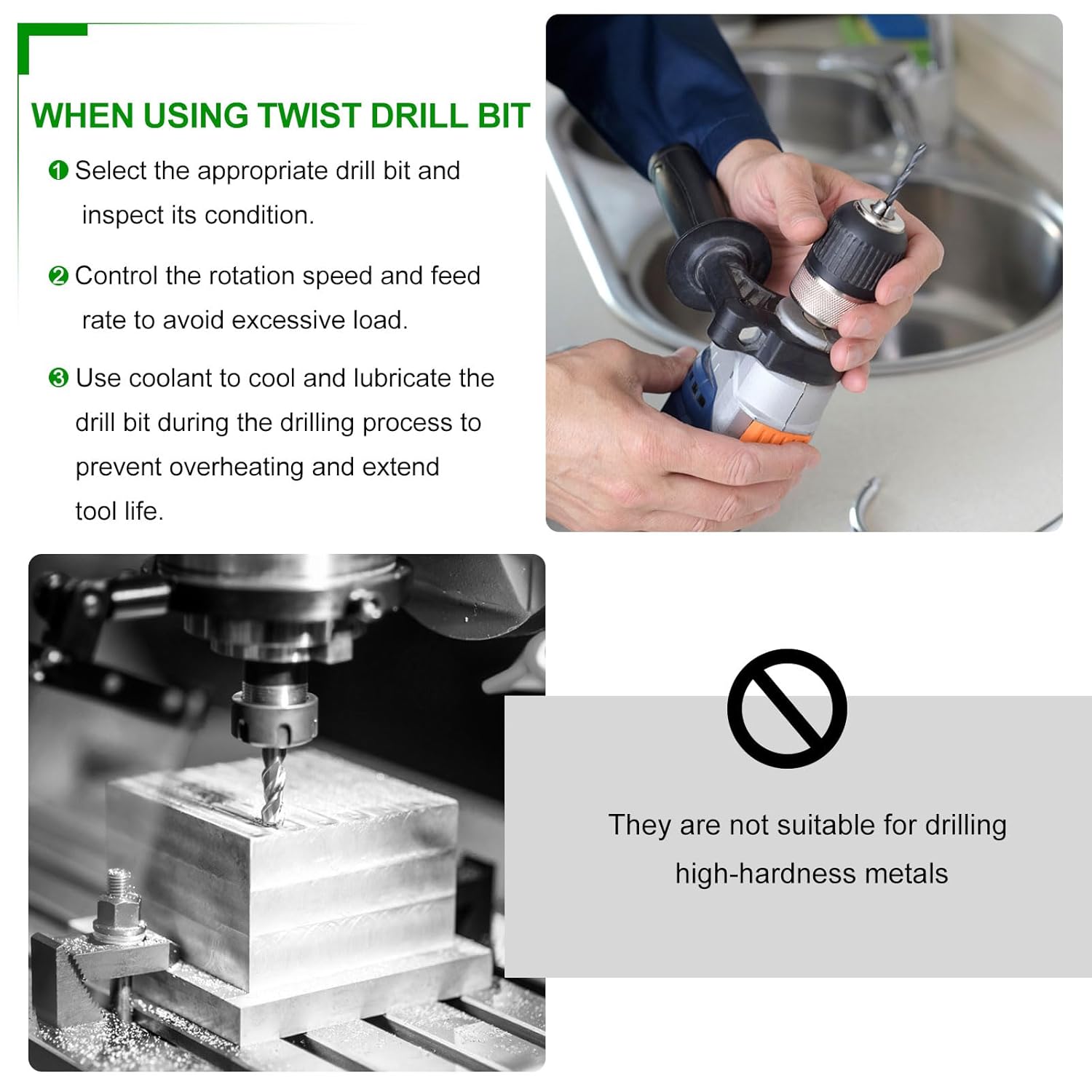 Juego de 6 brocas helicoidales de acero de alta velocidad, 8 mm ...