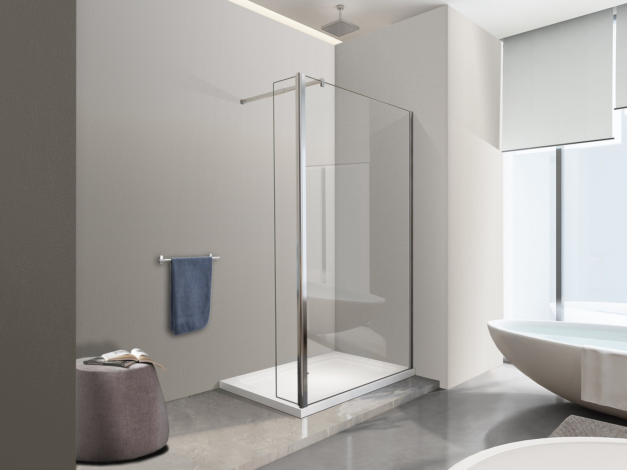 NALA Paroi de douche walk-in avec porte pivotante garde-boue h 200 - 90