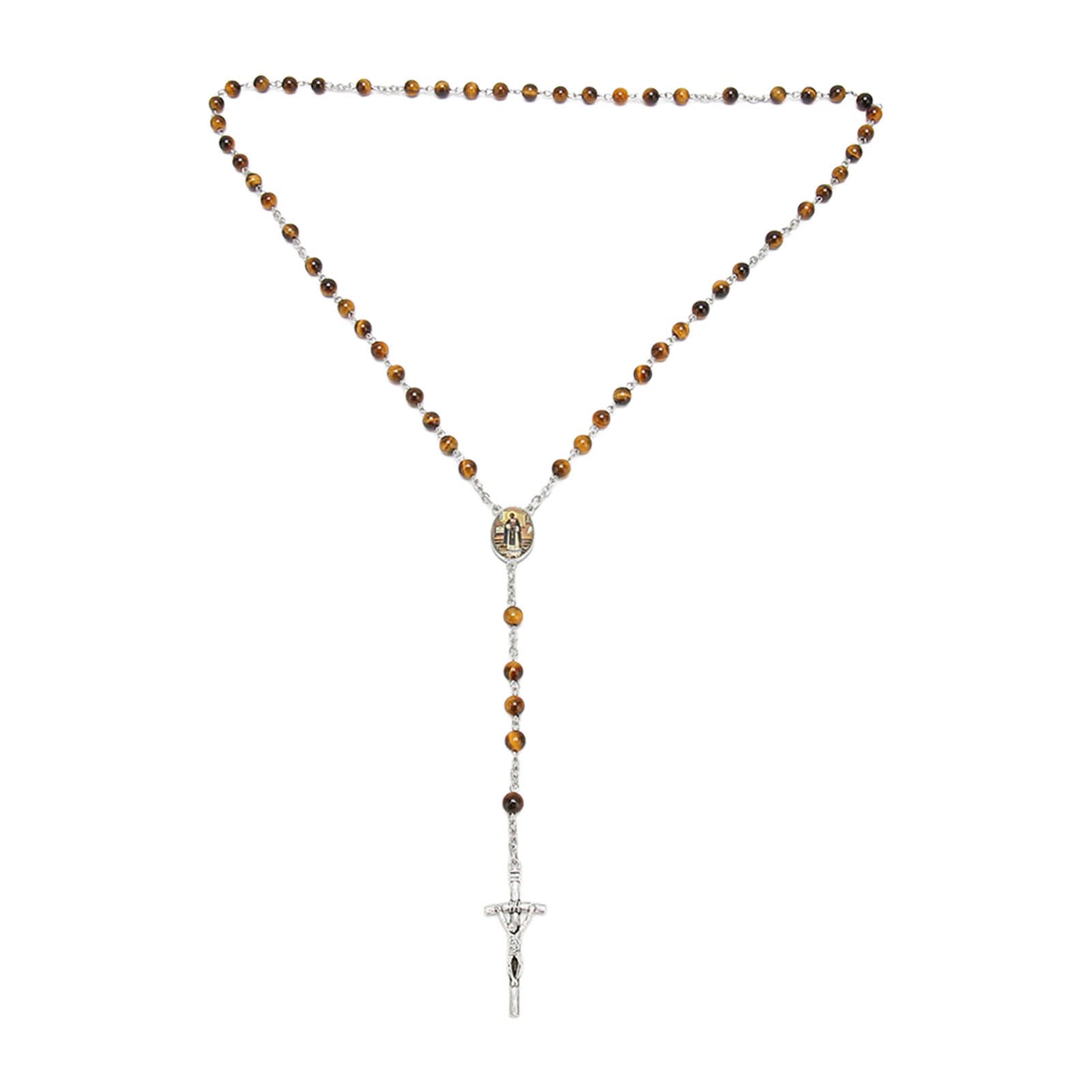 Collana Con Rosario In Legno Da 10 Mm Per Donna Uomo Classico - Foto 3