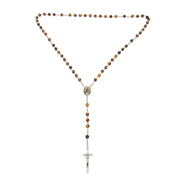 Collana Con Rosario In Legno Da 10 Mm Per Donna Uomo Classico - Foto 3
