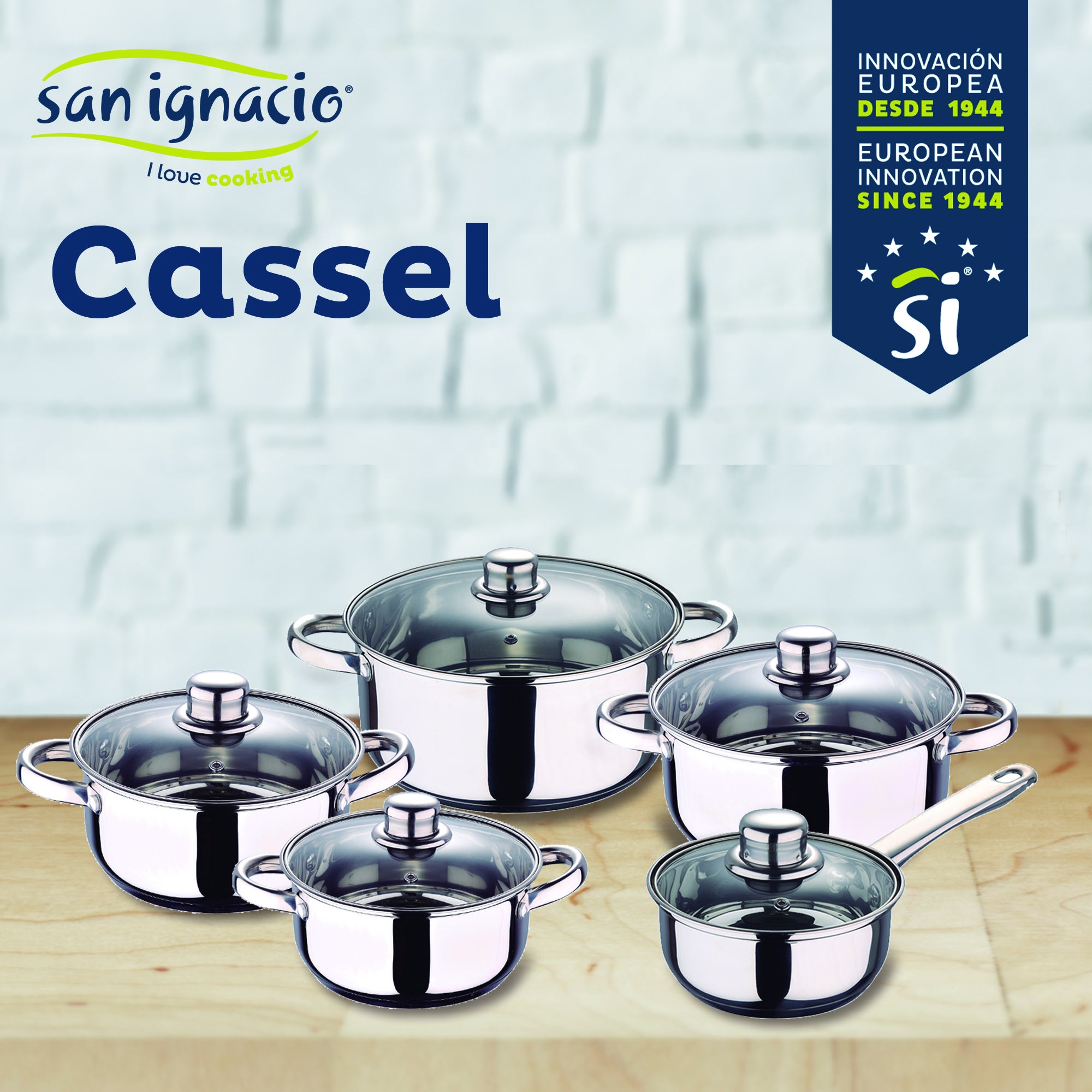 Bateria de cocina 12 piezas SAN IGNACIO Cassel en acero inoxidable con juego de sartenes (16/20/24 cm) SAN IGNACIO Paradise en aluminio prensado - 2
