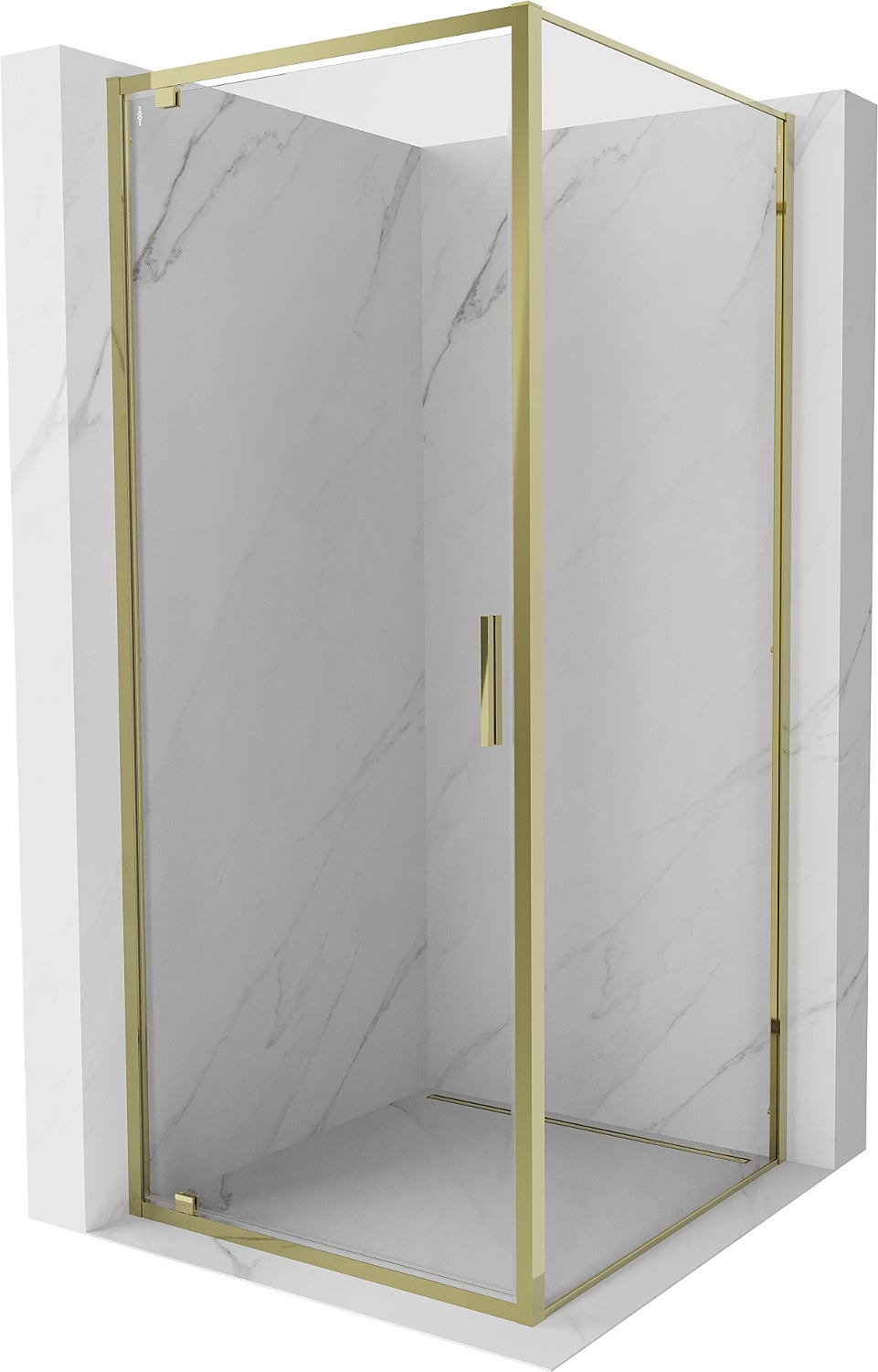Mexen Exo kabina prysznicowa uchylna 85 x 85 cm, transparent, złota - 8181-085-085-50-00