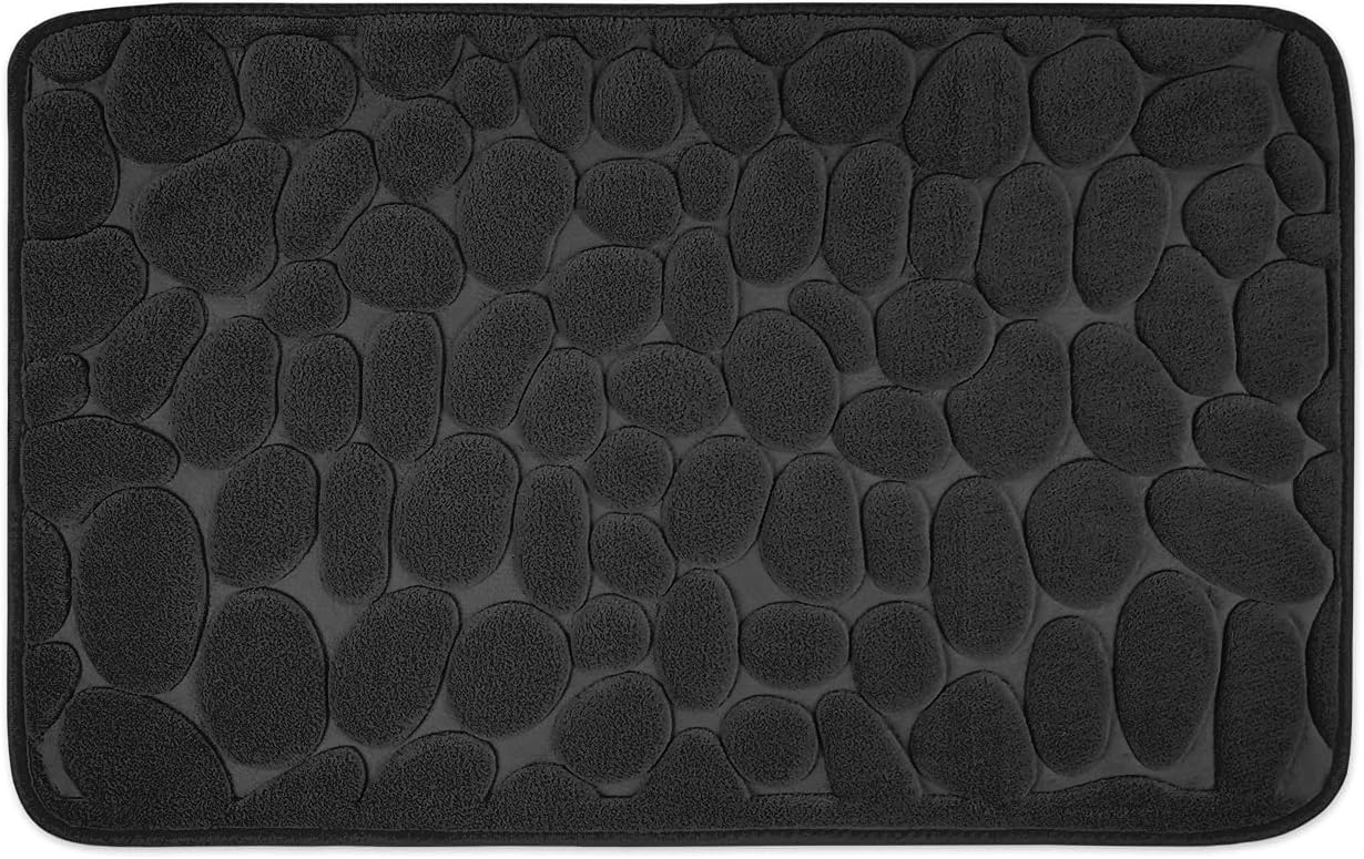 Mata łazienkowa z pianki memory, chłonna mata prysznicowa, mata antypoślizgowa, 50 x 80 cm, czarna