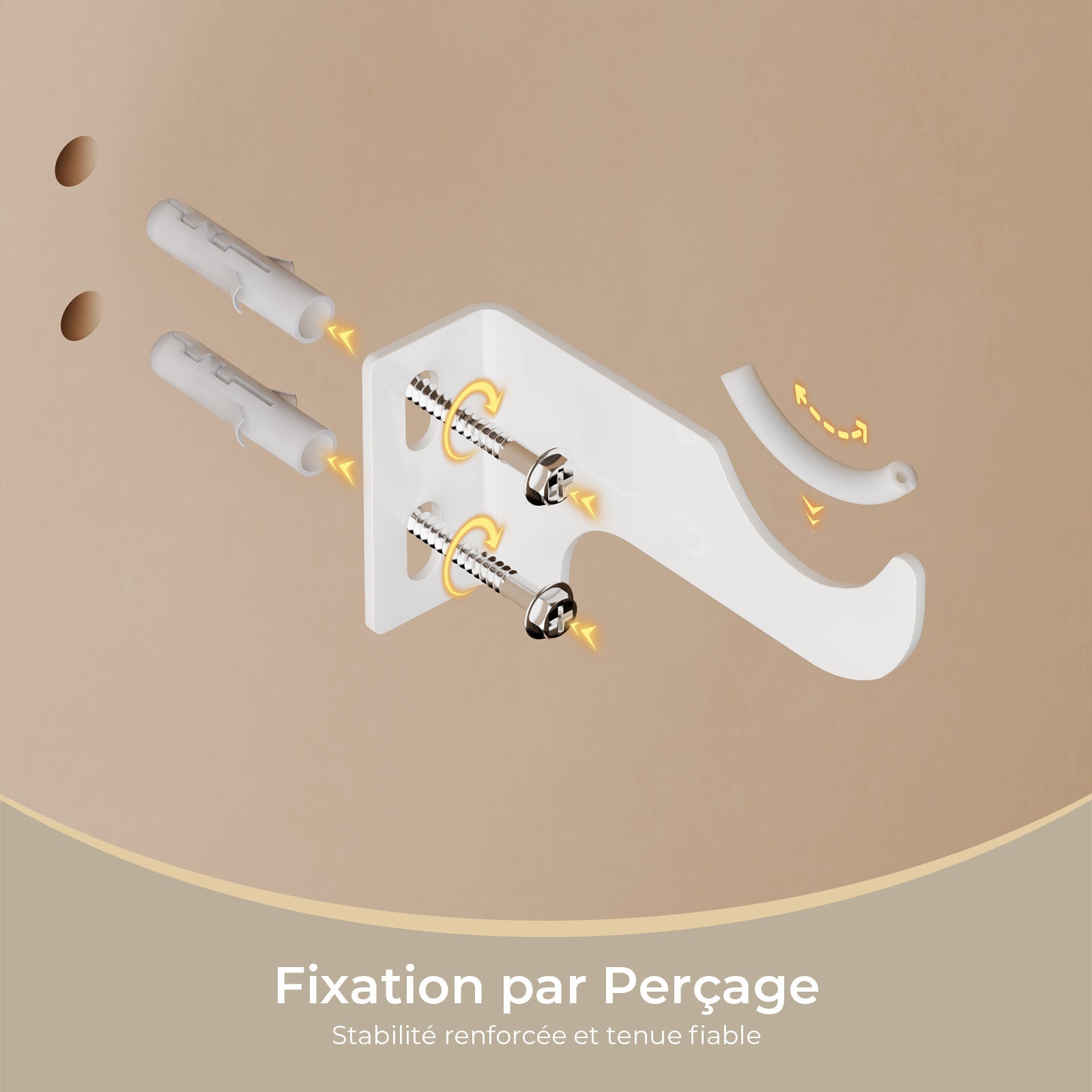 Fixations pour radiateur, blanc 48 × 88 mm pour radiateur plat, 2 pièces - 3