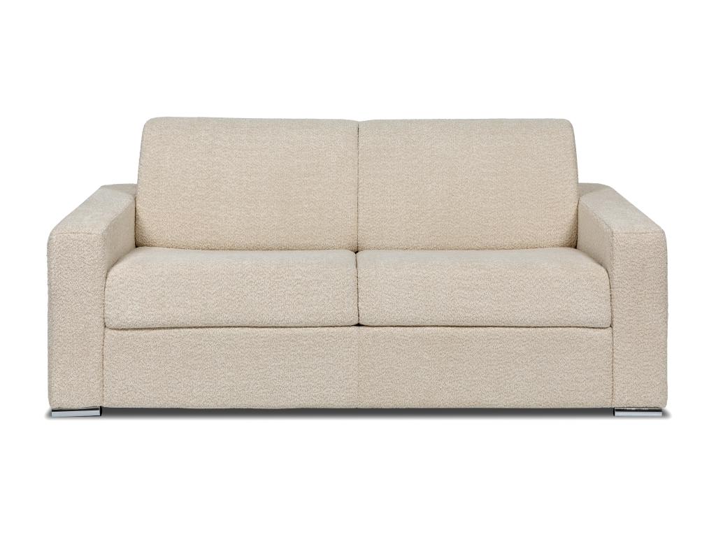 Sofá cama de 3 plazas de apertura rápida de tela rizada beige - colchón con memoria de forma con láminas anchas de 140 cm - colchón con memoria de for