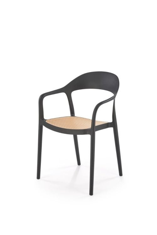 Krzesło K530 czarne/beżowe z tworzywa PVC
