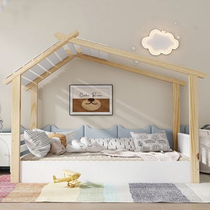 POYHKFD Letto a castello 90 x 200 cm con 2 cassetti, letto per bambini 90 x 200 in legno letto a castello capanna mobili per la camera dei bambini, letti 90 x 200 con barriera e rete a doghe (bianco