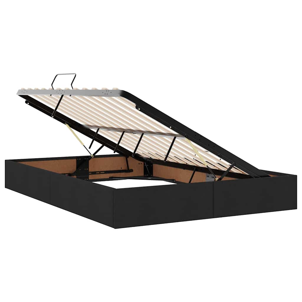 Lit avec rangement et matelas noir 140 x 190 cm velours - 6