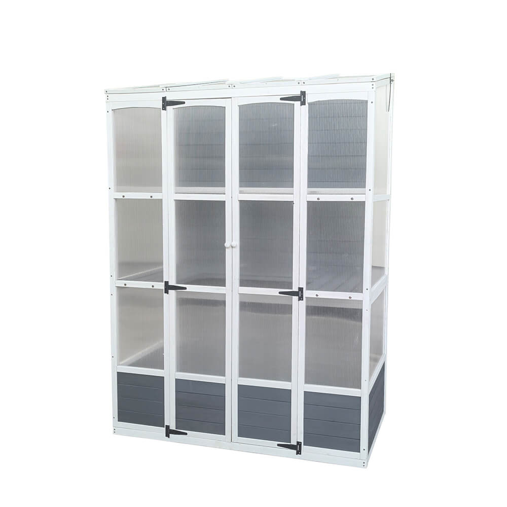 HOME DELUXE Serre adossée YANA GREEN – Gris | Serre en aluminium avec panneaux en polycarbonate pour terrasse et jardin - 7