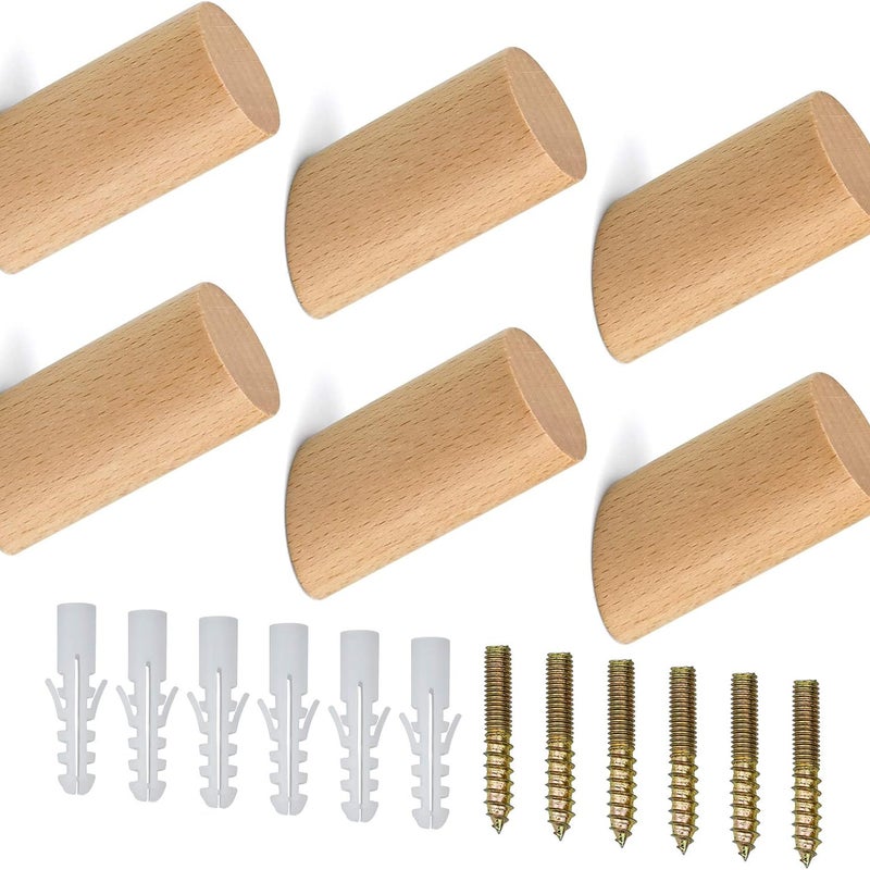 sztuk Drewnianych Haczyków Ściennych Cylindryczne Haczyki z Drewna Śrub do Wieszania Ubrań Kapeluszy Szalików do Sypialni Przedpokoju Salonu