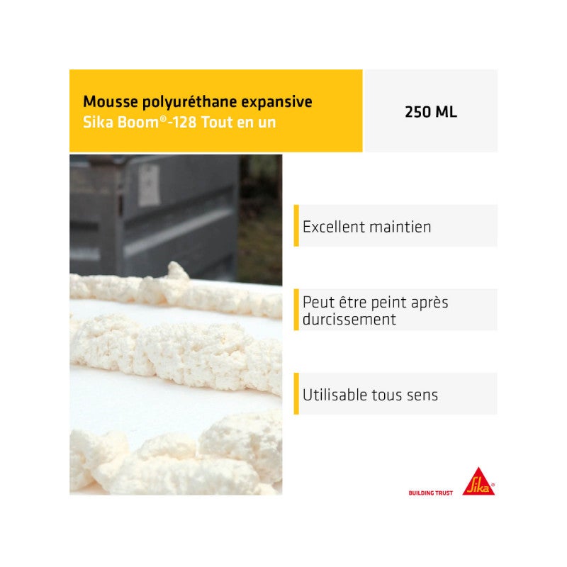 Mousse expansive tout en un manuelle SIKA - SikaBoom 128 - 250ml - 2