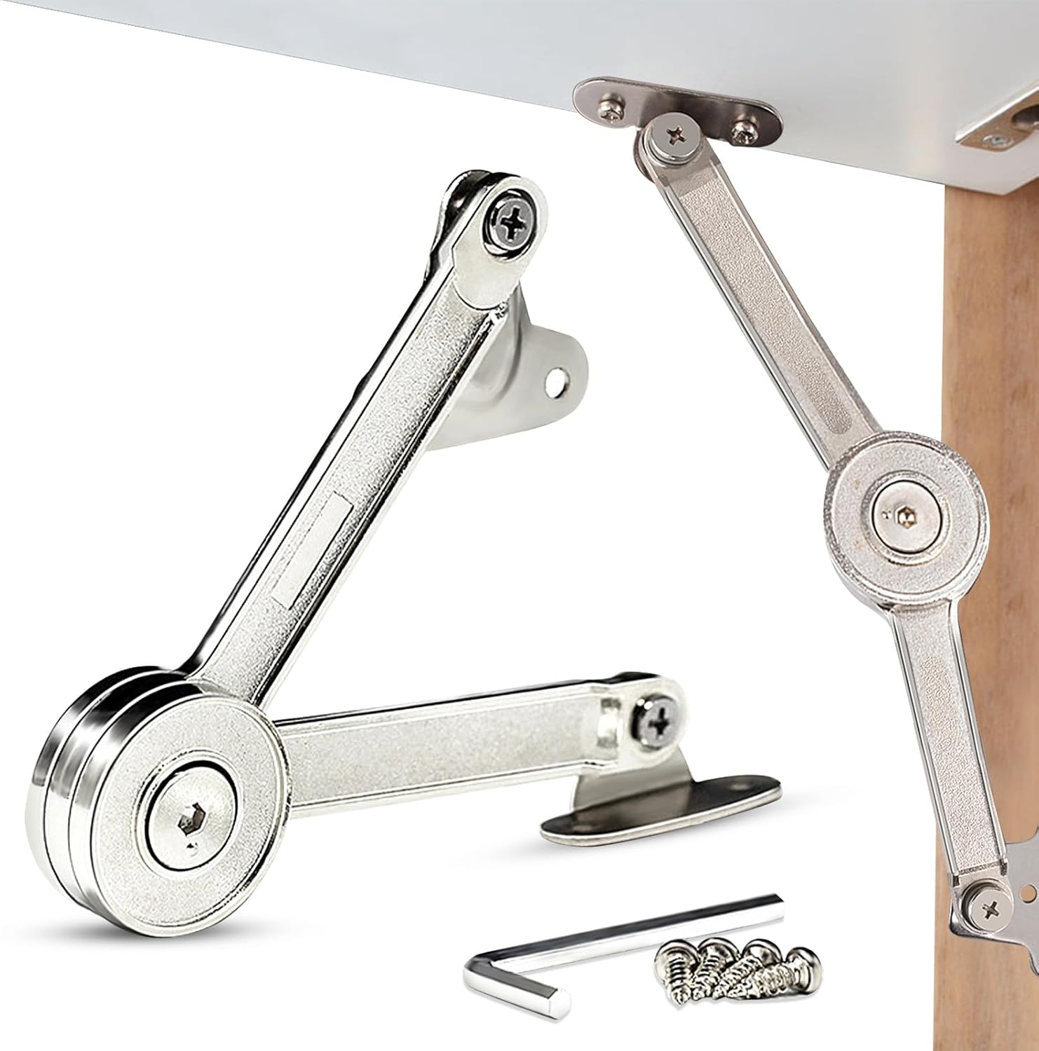 2-częściowy regulowany zawias podnoszący do mebli meblowych, zawias ze stopu cynku do pokrywy ze śrubami i kluczem imbusowym