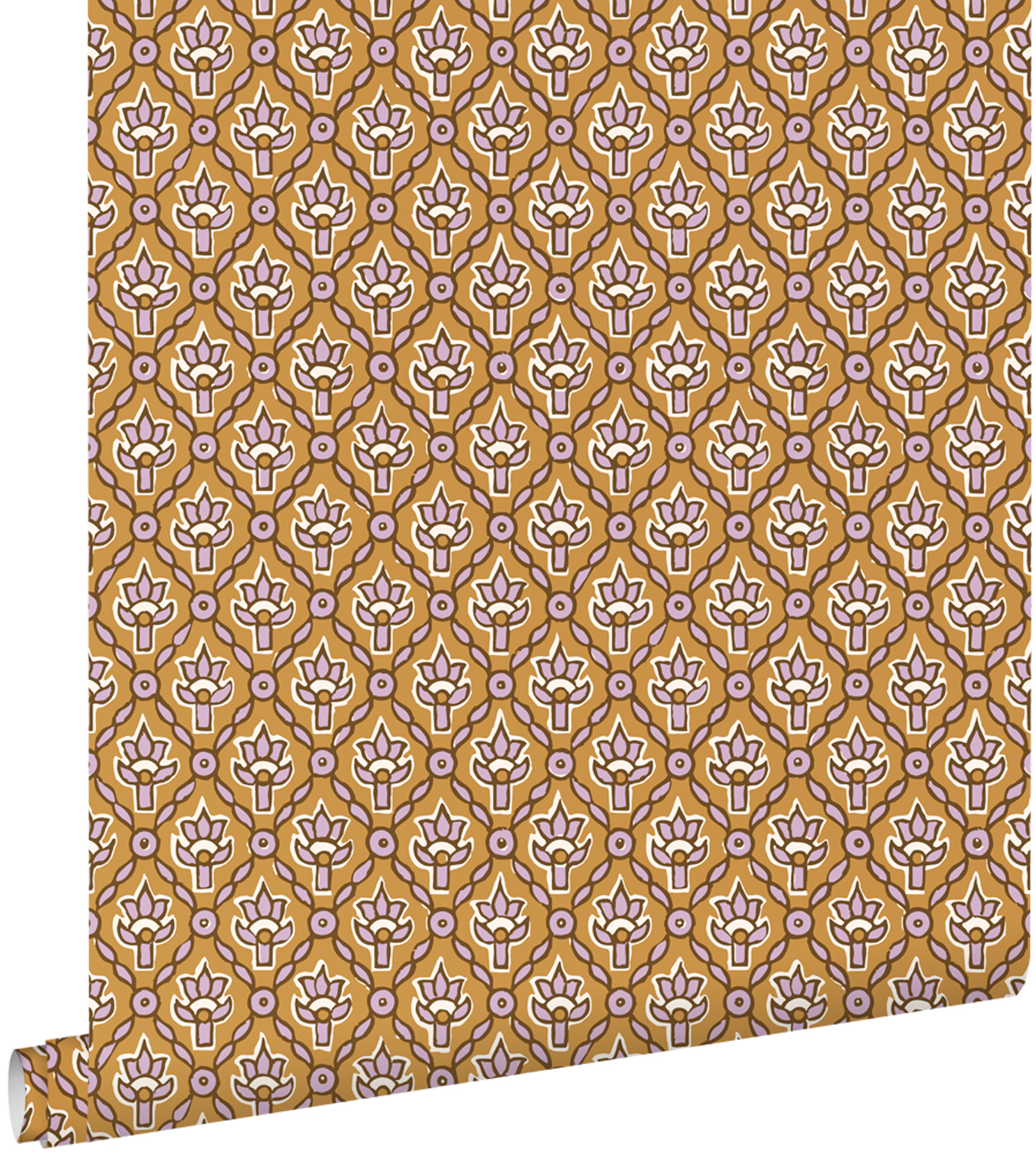 Tapeta zabytkowe kwiaty brązowymIliliowo fioletowym - 50 x 900 cm - ESTAHOME