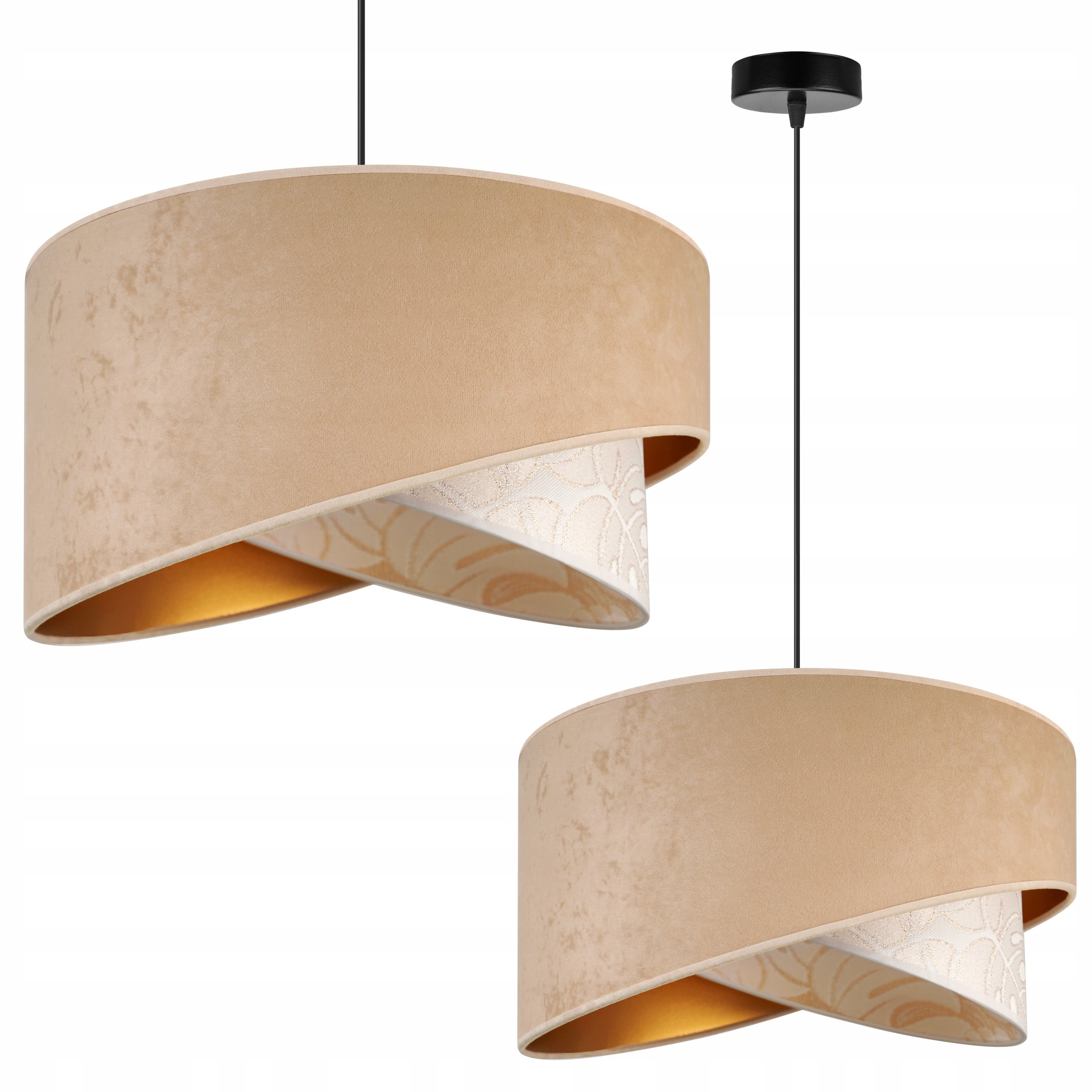 Lampa sufitowa wisząca Werona glam 1xE27 abażur asymetryczny walec beżowy Light Home LH
